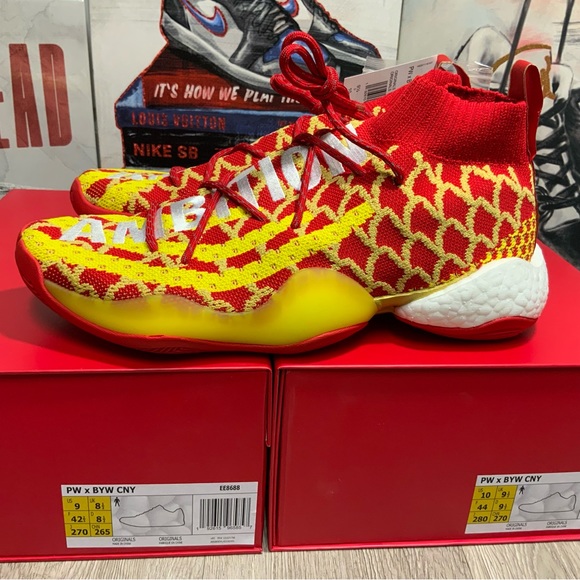 Adidas PW X BYW CNY Pharrell Men's Size 9.5 Chinese New Year Red/Yellow - Picture 3 of 11